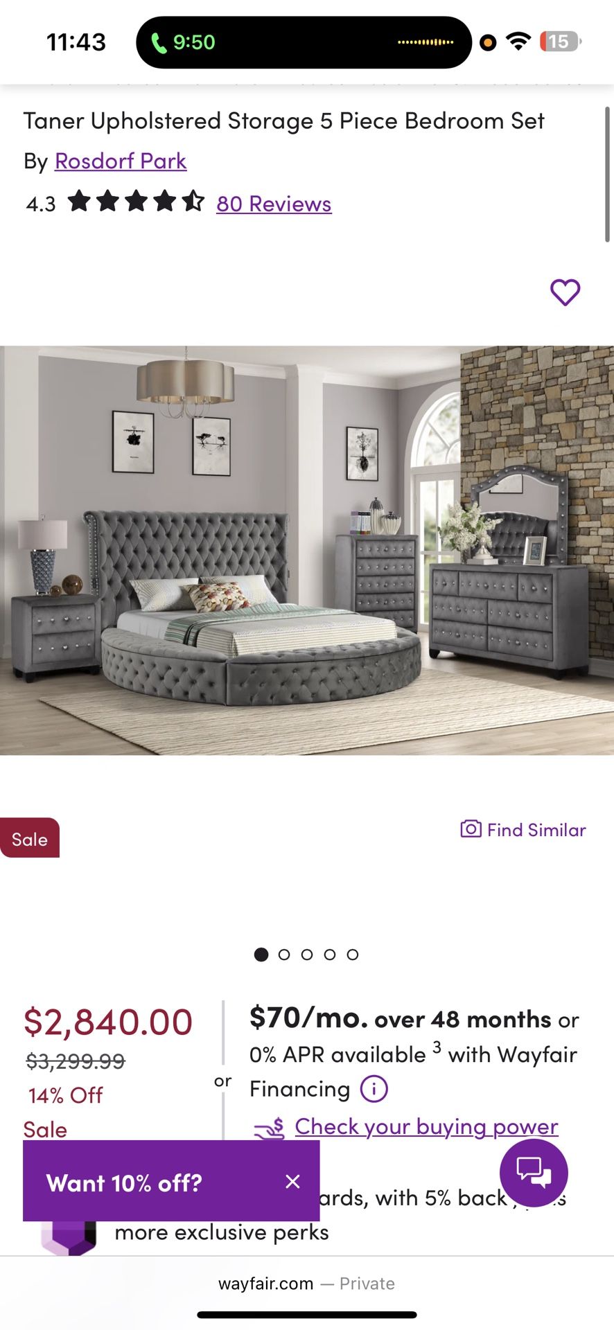 Queen Bedroom Set Gray With Night Stand And Dresser And Mirror