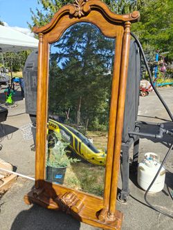 Ornate Wood Framed Floor Mirror