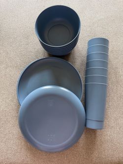 IKEA Blue/Gray 24 piece Dinnerware Set - Plates, Bowls and Cups