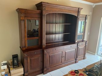 Large Wood Entertainment Center Wall Unit with TV lift