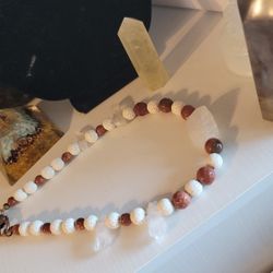 Handmade Crystal quartz and sunstone beaded choker Necklace