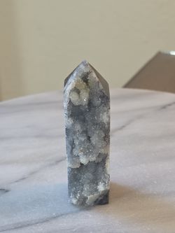 3.6" Approximately Sparkling Druzy Sphalerite Tower Quartz Crystal