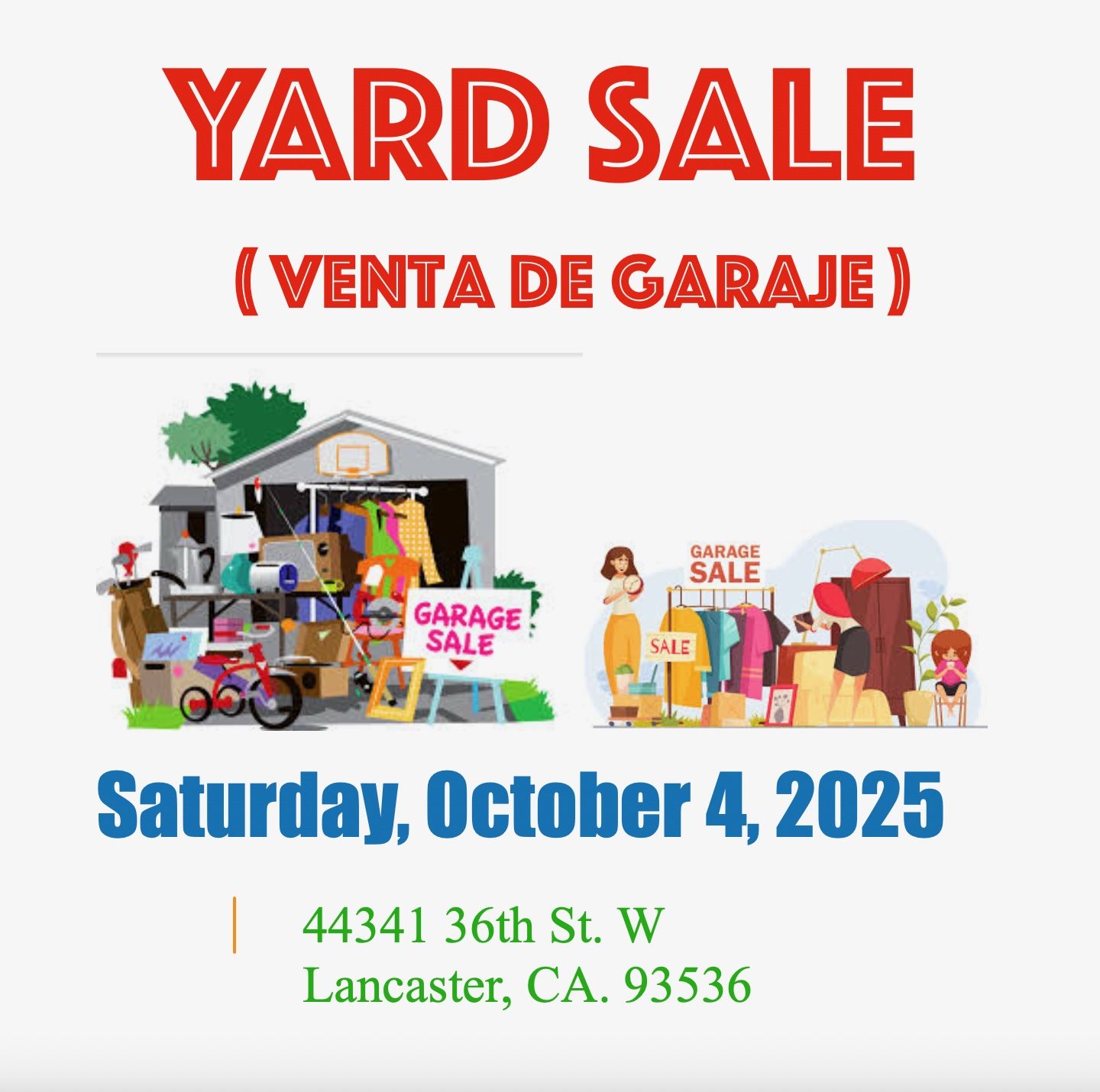 GARAGE SALE / YARD SALE : Saturday, October 4, 2025