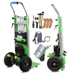 Electric Stair Climbing Hand Truck, 900lbs Capacity, 1250W Motor, 3-Speed Adjustable, Green, Stair Climber, Hand Truck