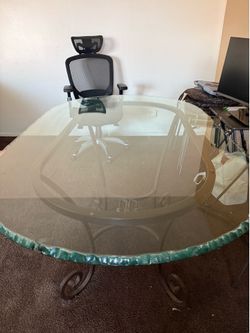 Glass Dining Table  – Heavy Duty Iron Base and glass