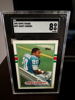 1989 Topps Traded Barry Sanders Football SGC 8