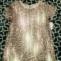 Girls Pink Sequin Dress Size XL (14-16)