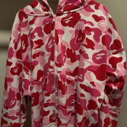 Bape pink camo hoodie 