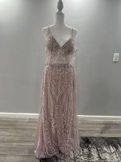 Pink Nude Sequin Bodycon Over Skirt Dress