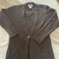 SAKS FIFTH AVE 100% Wool Cardigan eater Women Size M *Made in Italy