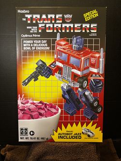 SDCC 2026 HASBRO TRANSFORMERS OPTIMUS PRIME AND JAZZ CEREAL BOX FIGURE PACK