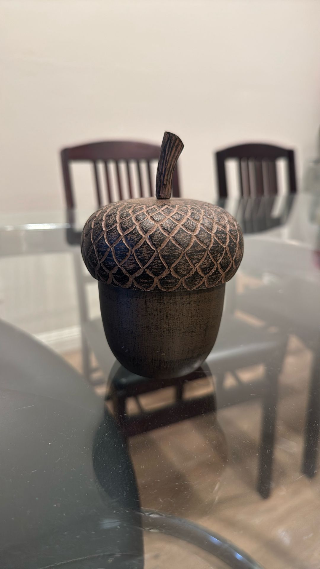 Acorn Candle Holder With Candle 