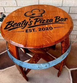 Whiskey barrel tables