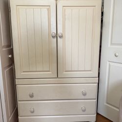 Moving Sale – White Wooden Armoire / Wardrobe