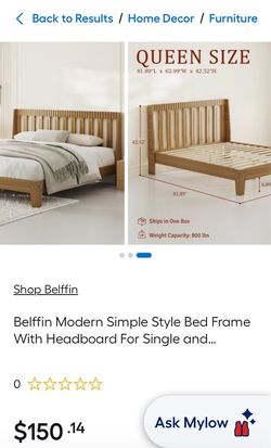 Belffin Queen Bed Frame - Modern Simple Style Bed Frame With Headboard
