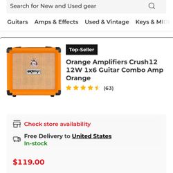  Orange Amplifiers Crush12 12W 1x6 Guitar Combo Amp Orange