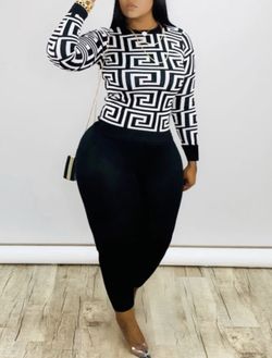 Black/White Pants And Top Set (Large)