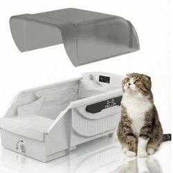 Automatic Litter Box, Open-Top Self Cleaning Litter Box for Multiple Cats, Large Space with Low Entry, Dual Safety Sensors, Quiet Operation, Compatibl