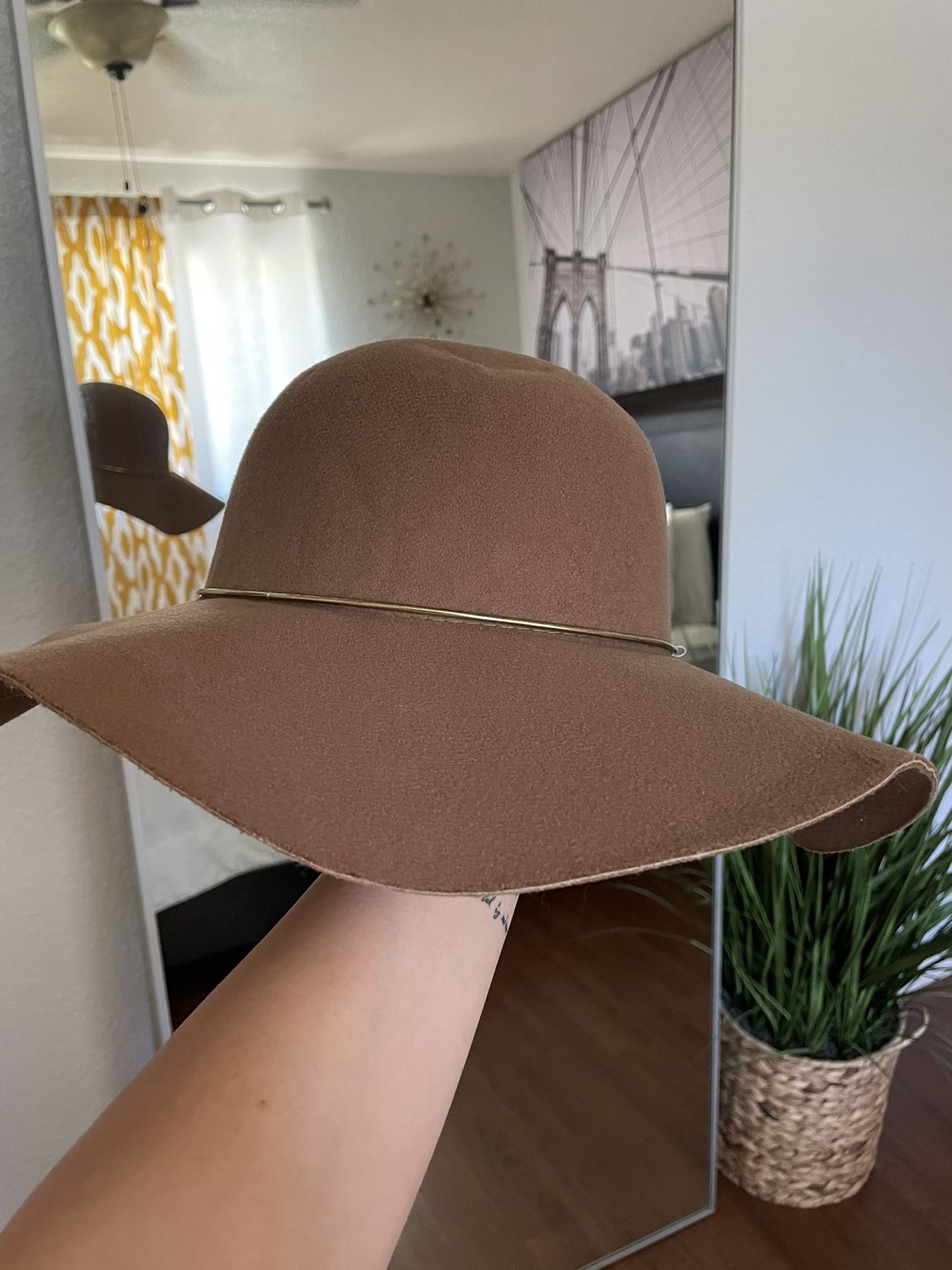 Brown Hat With Gold Rim