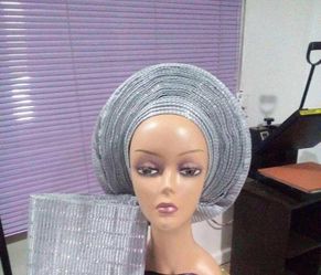Sliver color auto gele with ipele