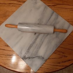 PRICE DROP! Used Authentic Marble Pastry/Cutting Board With Rolling Pin