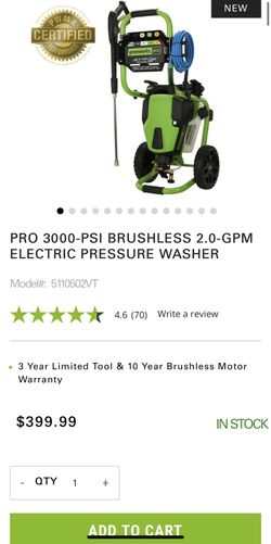 Brand NeW PRO 3000-PSI BRUSHLESS 2.0-GPM ELECTRIC PRESSURE WASHER
