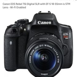 Canon EOS Rebel T6i Digital SLR with EF-S 18-55mm is STM Lens - Wi-Fi Enabled