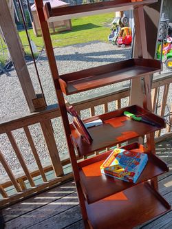 Cherry Wood Ladder Bookshelf