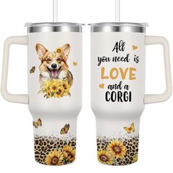 Stainless Steel Vacuum Insulated Travel Mug 40oz (Corgi)