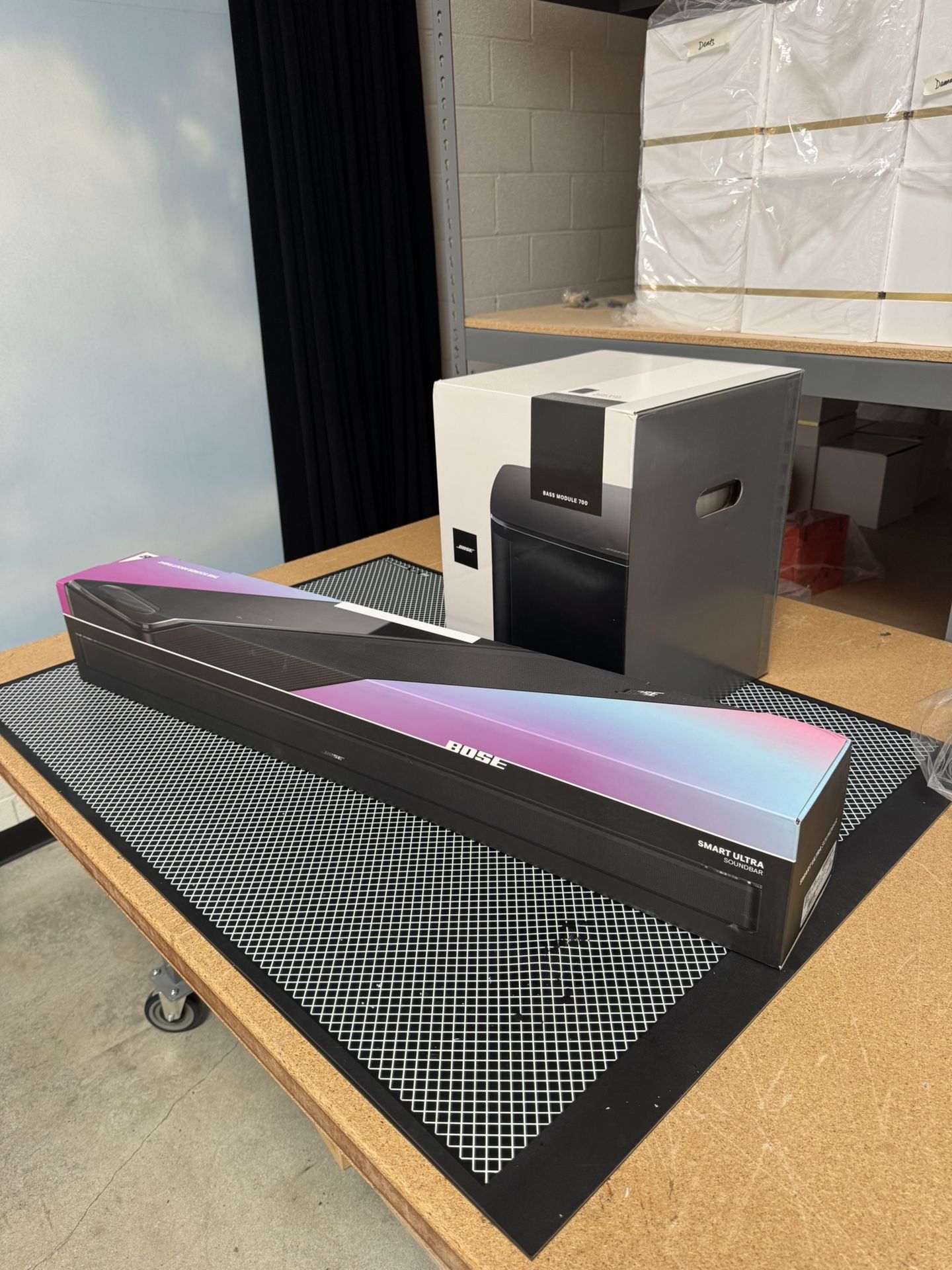 New/unopened Bose Sound Bar And Speaker