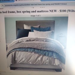 Twin Bed Frame, Box Spring And Mattress NEW