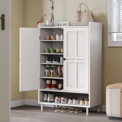 White 45-Inch Shoe Cabinet / Entryway Organizer