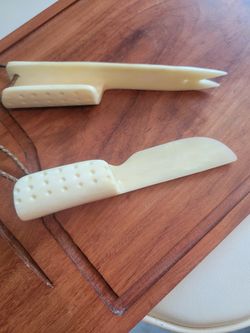 Charcuterie Board With Carved Bone Knife And Fork