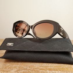 Chanel Cat Eye Sunglasses in Black with Brown Lens