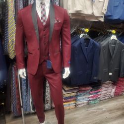 3PC. BURGUNDY TUX