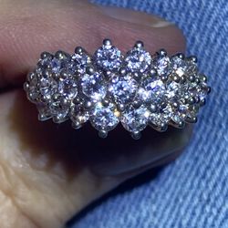 925 Sterling Silver OVC’s Dominique  Cluster Tanzanite  Color  Ring  Size 8