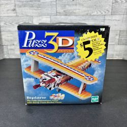 Puzz-3D Miniature Biplane Puzzle 58 Pieces 1999 Hasbro Wrebbit Complete 