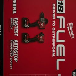 Milwaukee M18 Fuel Hammer Drill, Impact Drill 2 5.0 Batteries , Charger And Carrying Case 