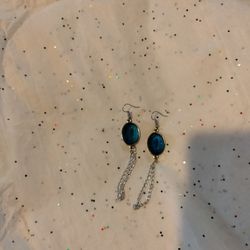 Handmade Navy Blue And Silver Earrings