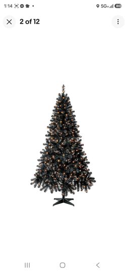 Holiday Time 6.5’ Pre-Lit Black Madison Pine Christmas Tree Clear Lights