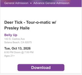 2 Deer Tick Tickets – Tonight at Belly Up, Solana Beach