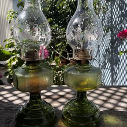 Vintage Antique Matching Oil Lamps 