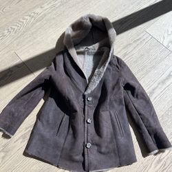 Girls Size Med Real Leather Suede Jacket 