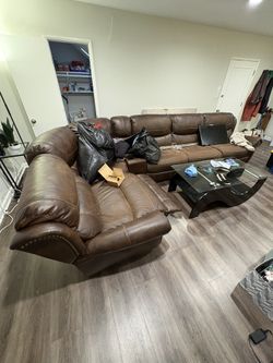 Brown Leather Recliner Couch