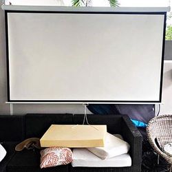 (Brand New) $60 Manual 100” 16:9 Projector Screen Manual Pull Down Matte White 87x49”