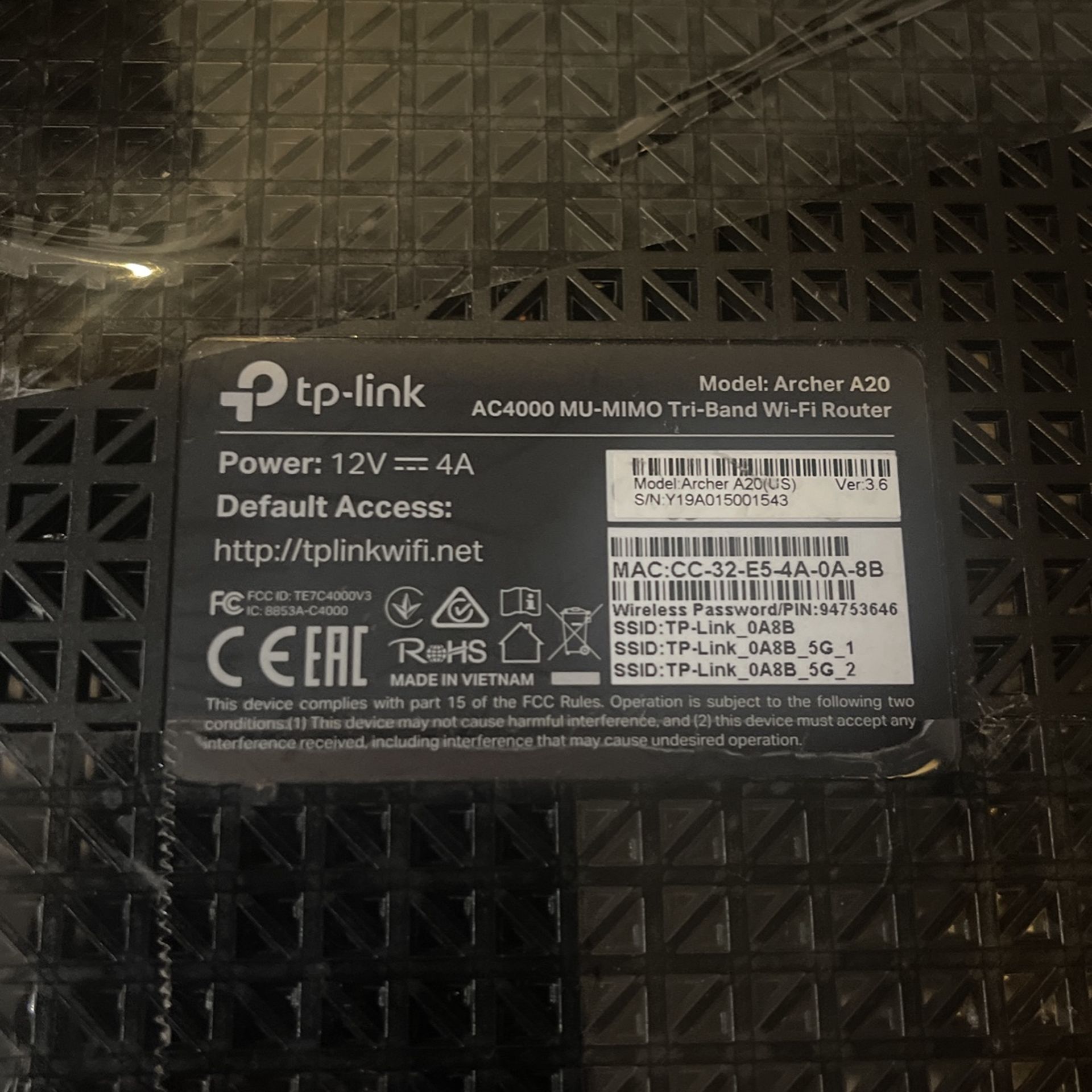 WiFi Router - Tp-link Archer A20 Ac4000