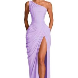 Brand New Lavender One-Shoulder Formal Dress – Size 6