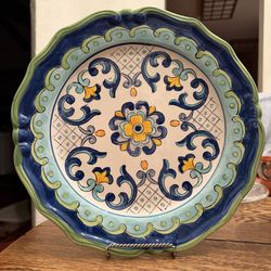 Turquoise Talavera Plate 11” Diameter