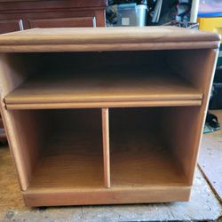 Wood tv stand entertainment center on wheels