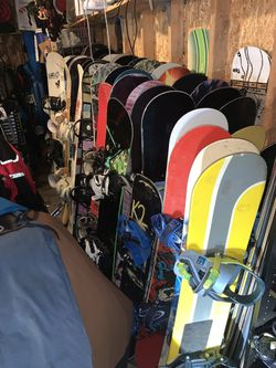 Lots Of Snowboard Sets